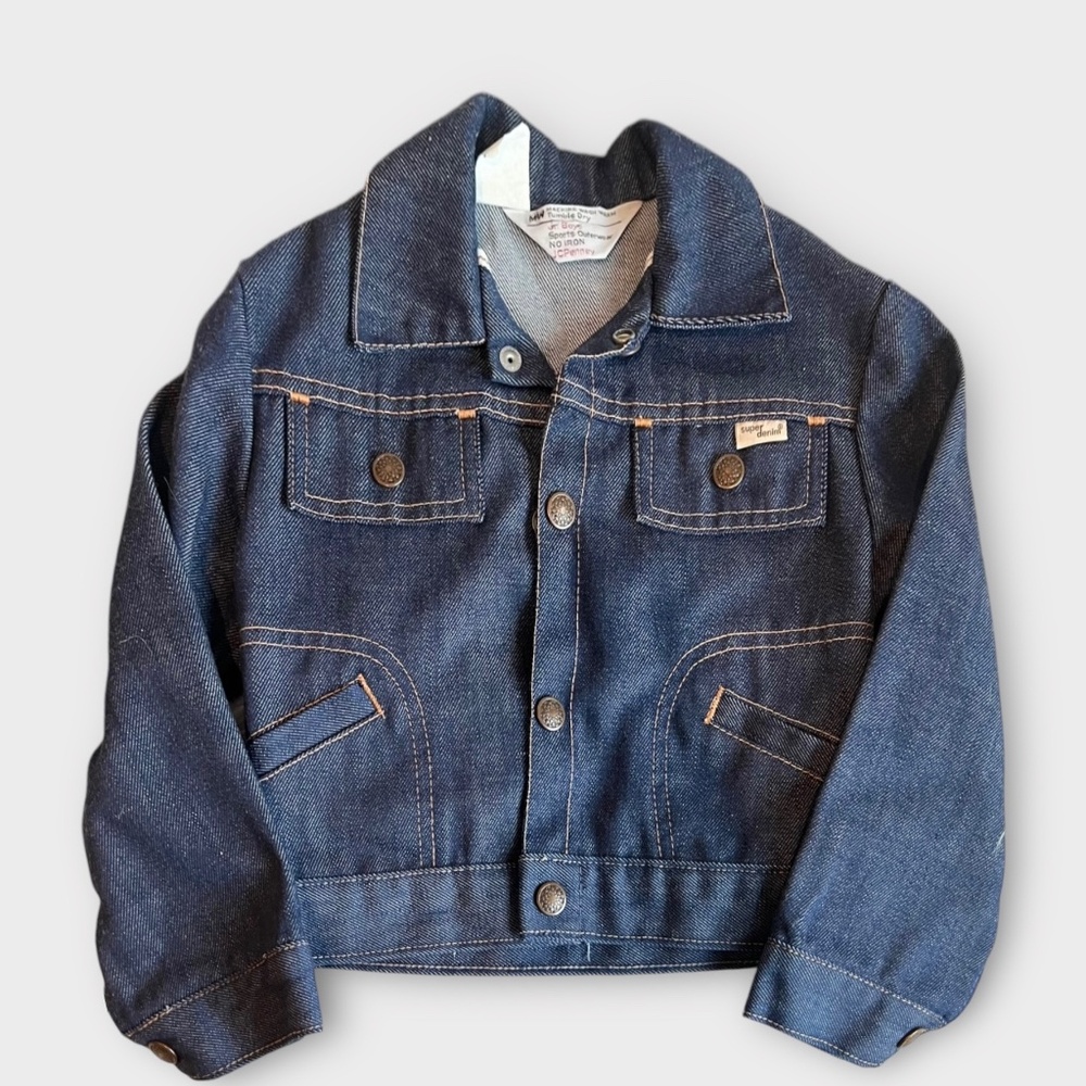 Vintage 70s JC Penney Kids Super Denim Jean Jacket Size Medium 4-5 years